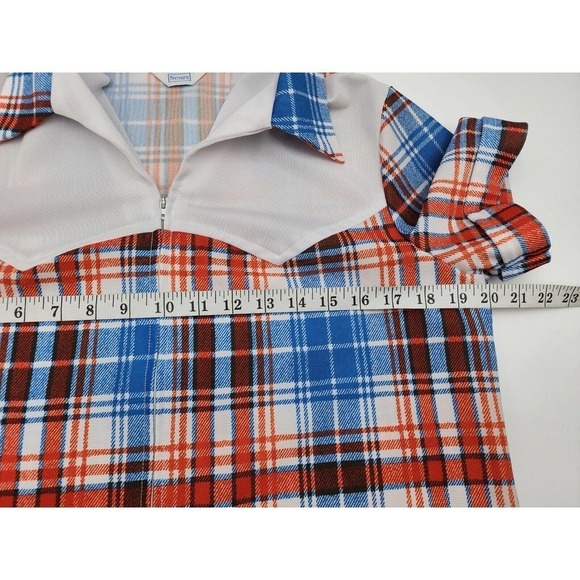 Vintage 70s Sears Retro Plaid Smock Large Pockets CC Zipper Women's Medium - Picture 10 of 12